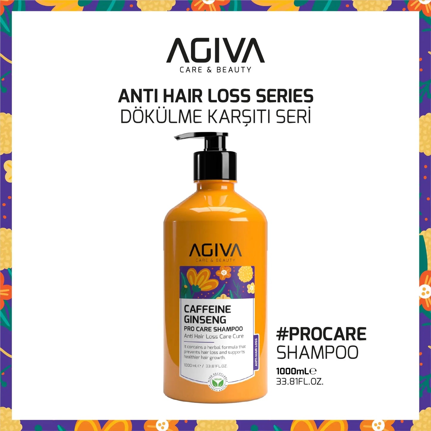 Caffeine Ginseng Pro Care Shampoo - 1000 AGIVA