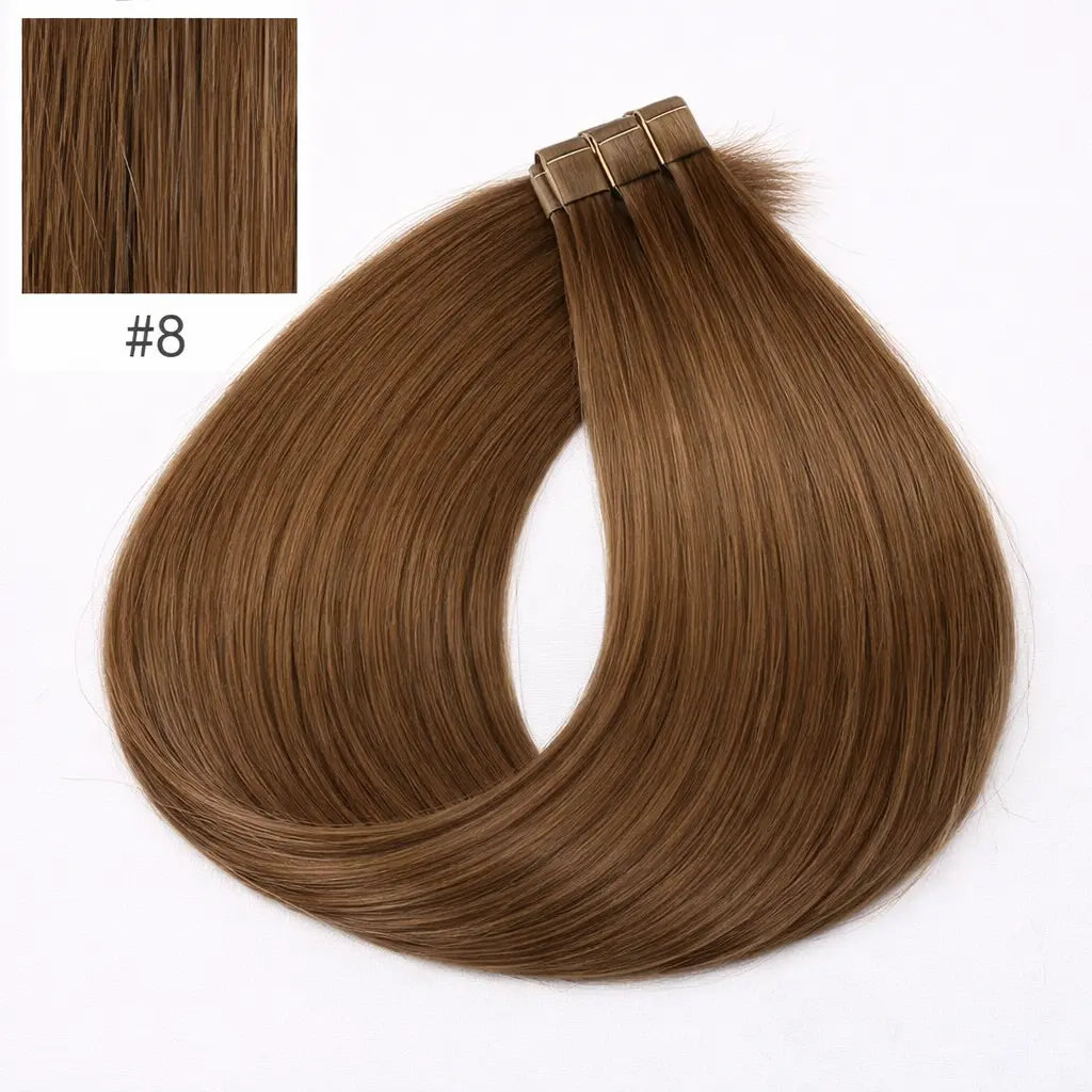 Tape-in Löshår Äkta Remy – Light Blonde 8.0 (Color #8) | 60 cm | Double Drawn Extensions