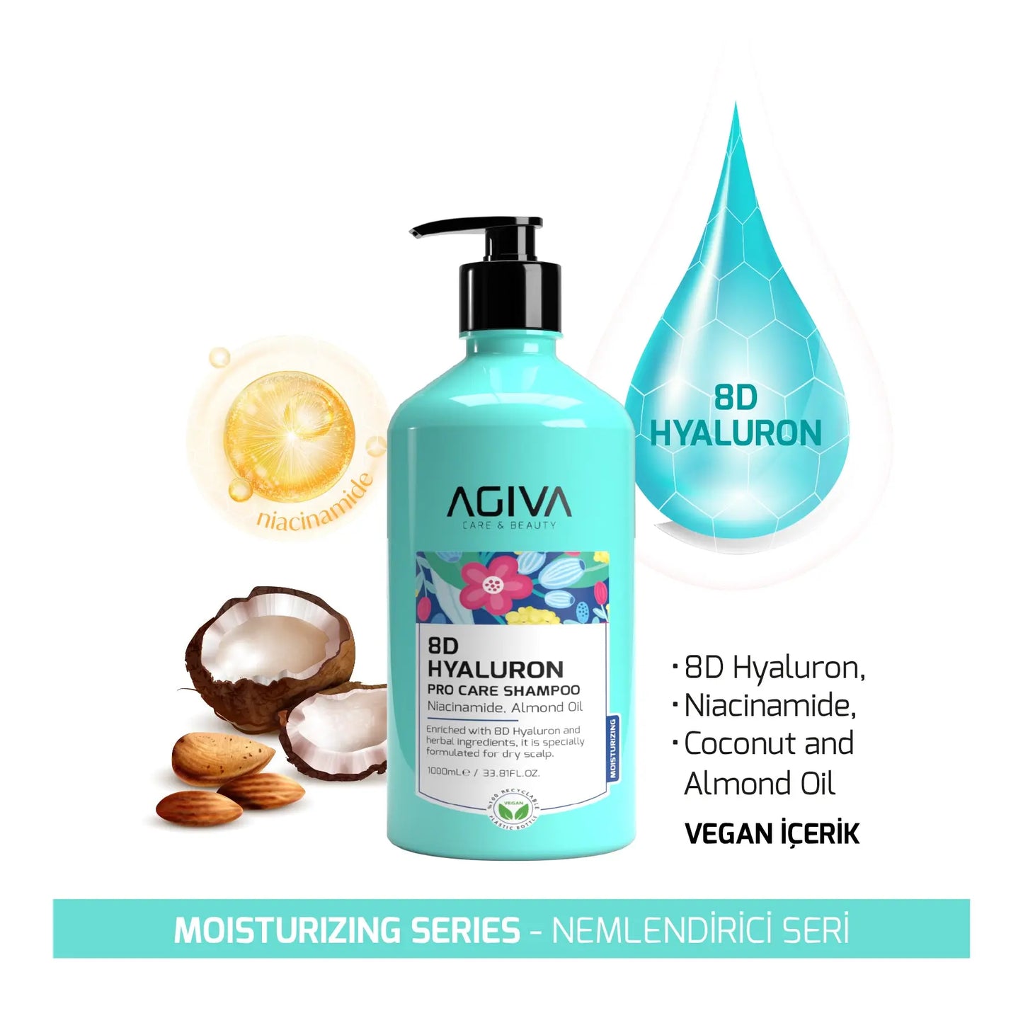 8D Hyaluron Pro Care Shampoo - 1000 AGIVA