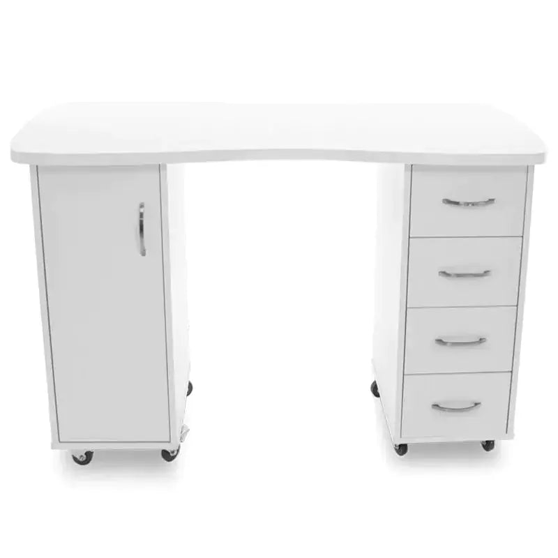 Desk 2027 white two cabinets BarberCity