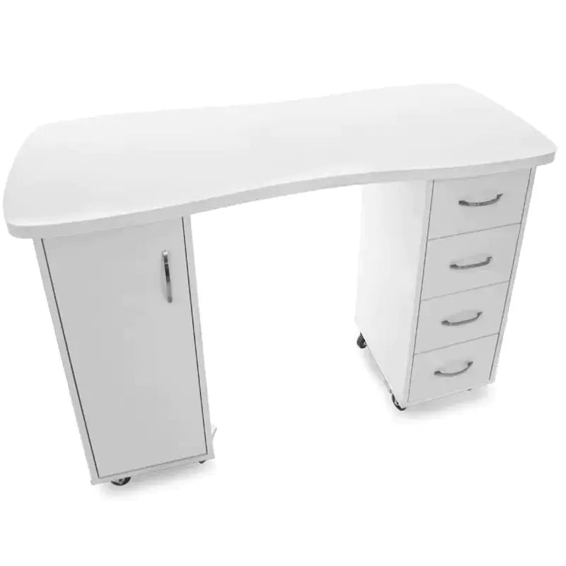 Desk 2027 white two cabinets BarberCity