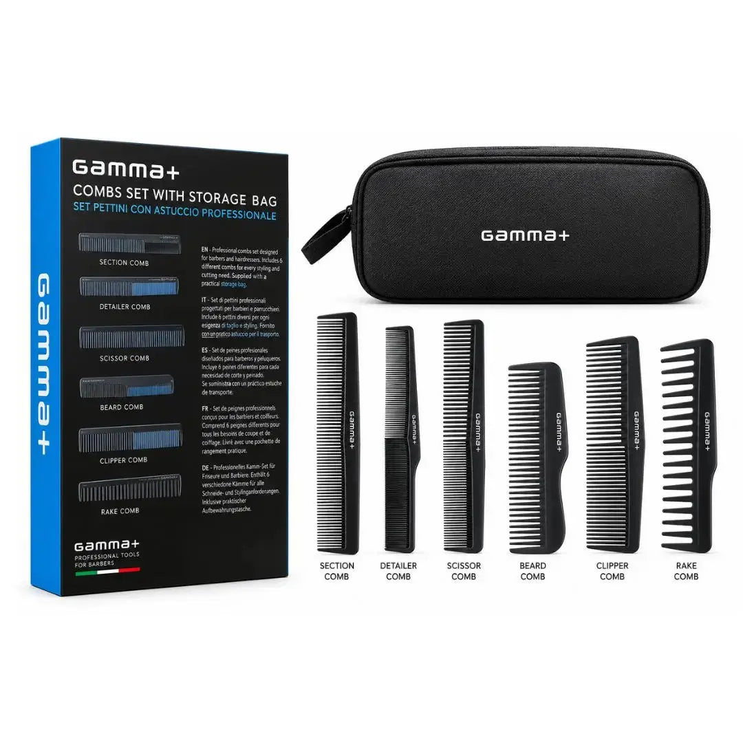 Gamma+ Professional Comb Set 6 pcs with Storage Bag GAMMA+