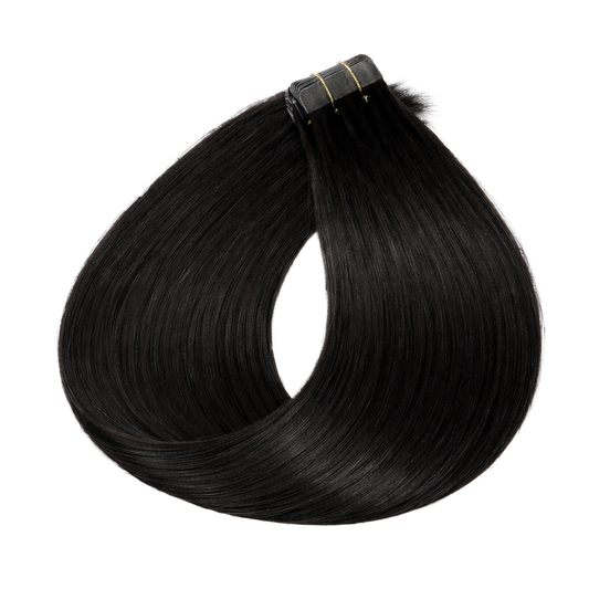 Tape-in Löshår Äkta Remy – Natural Black 1B (Color #1B) | 60 cm | Double Drawn