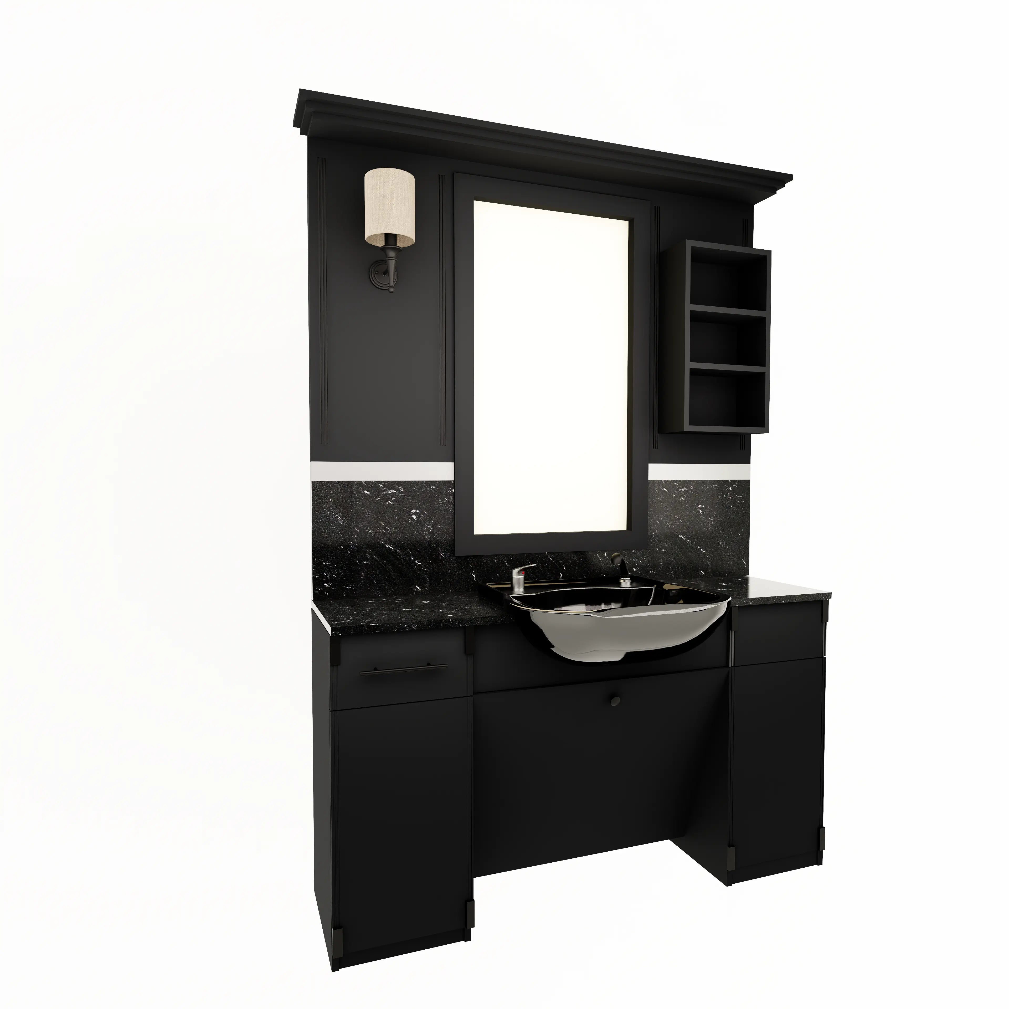 Barberarstation med Tvätt – Svart BarberCity