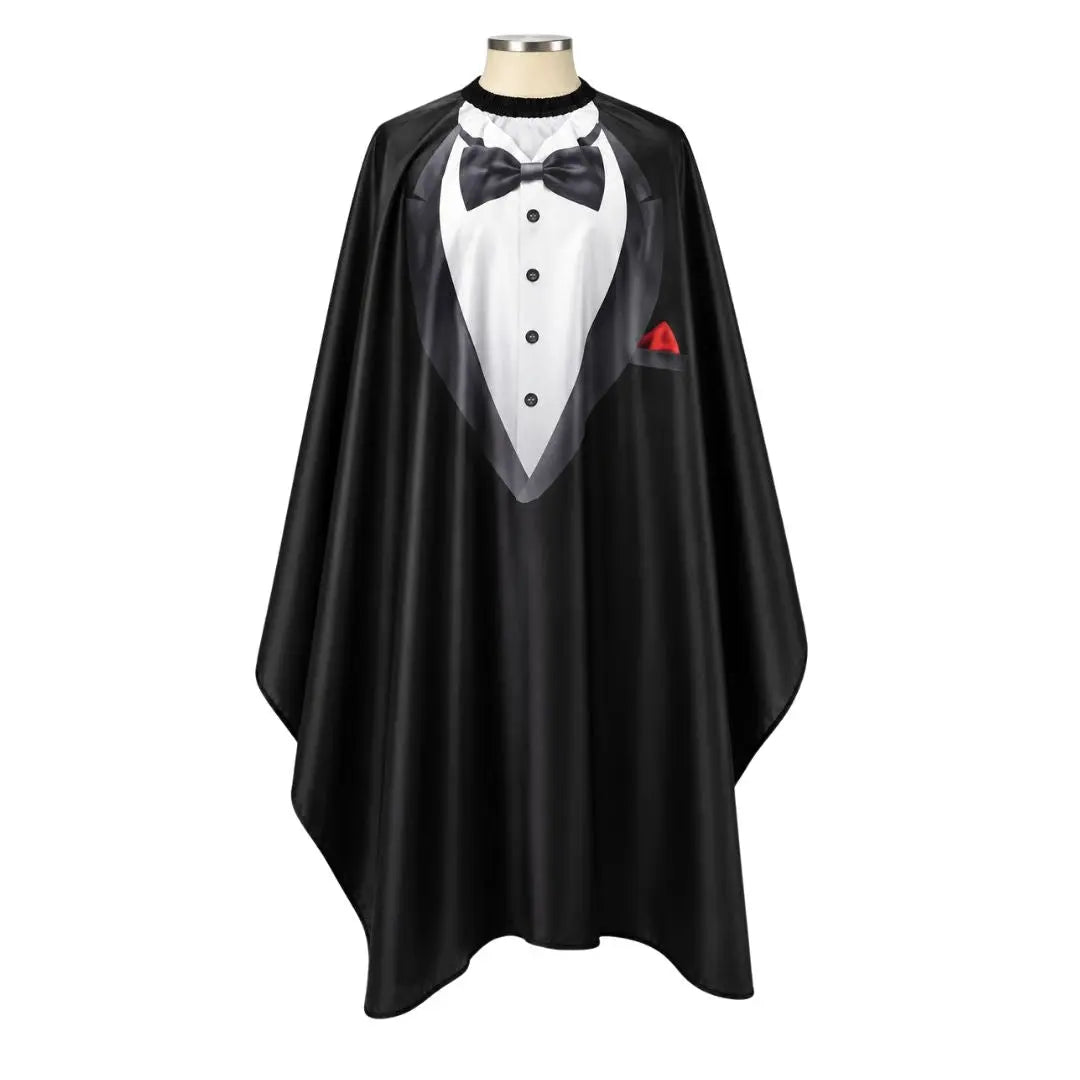 Barber Cape Tuxedo Design Black BarberCity