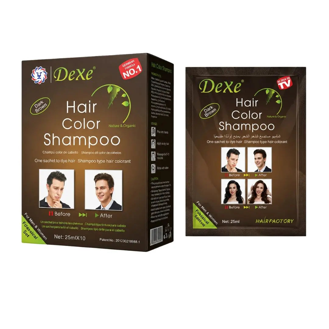 Dexe Hair Color Shampoo Dark Brown 10 x 25 ml DEXE