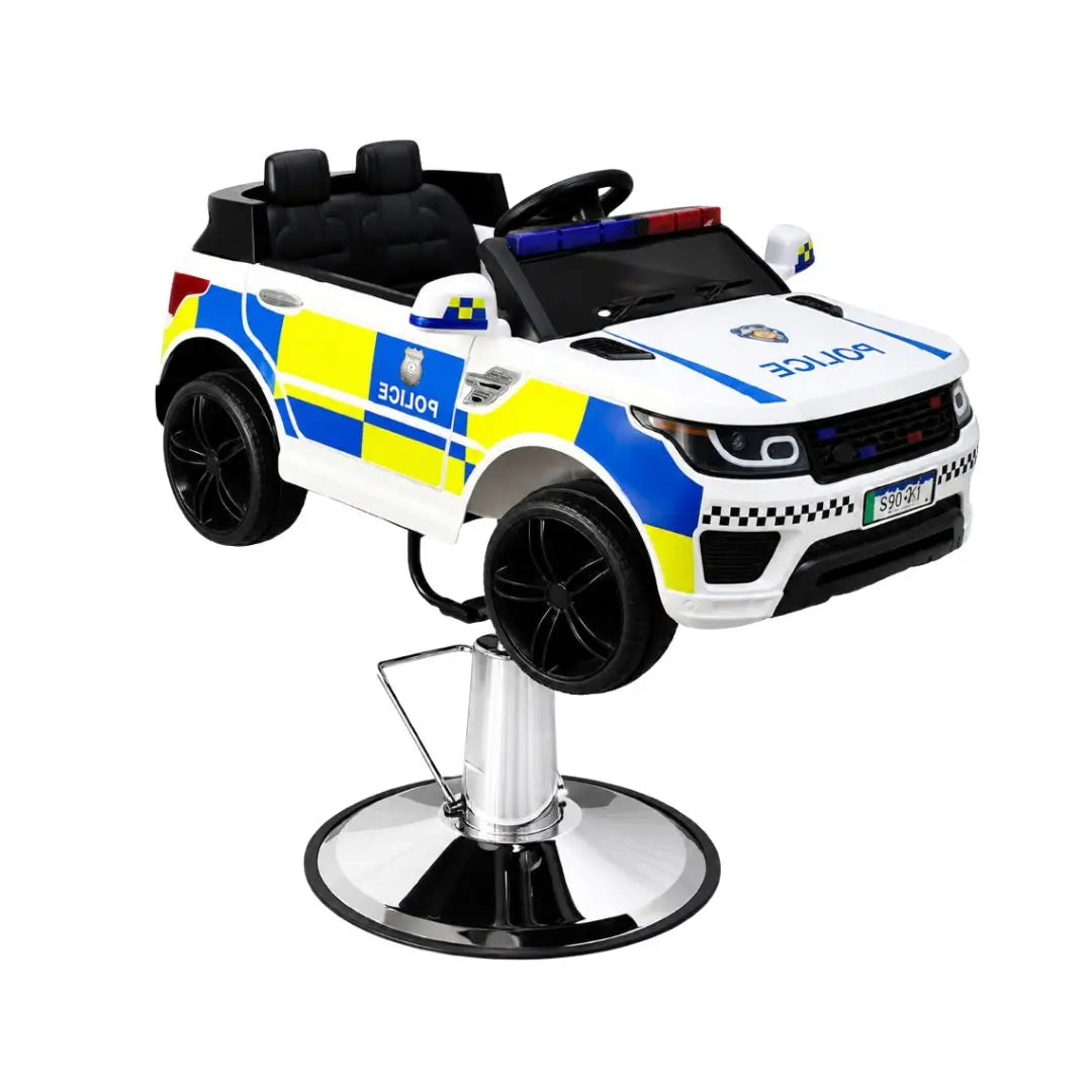 Kids Barber Chair Police Car White BarberCity