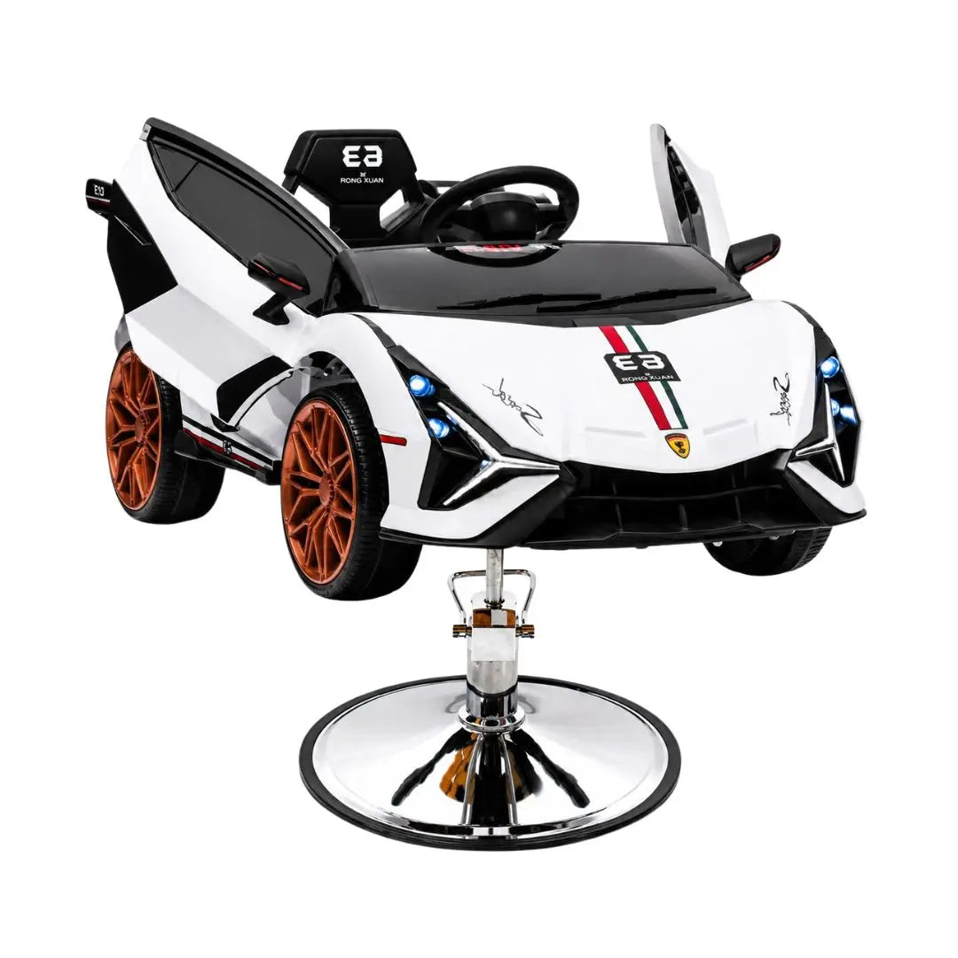 Kids Barber Chair Sports Car White BarberCity