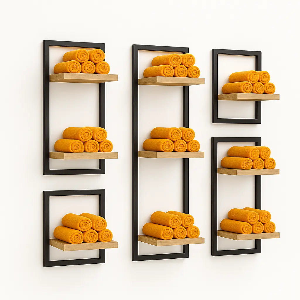 Väggmonterad Handdukshylla i Trä och Metall BarberCity