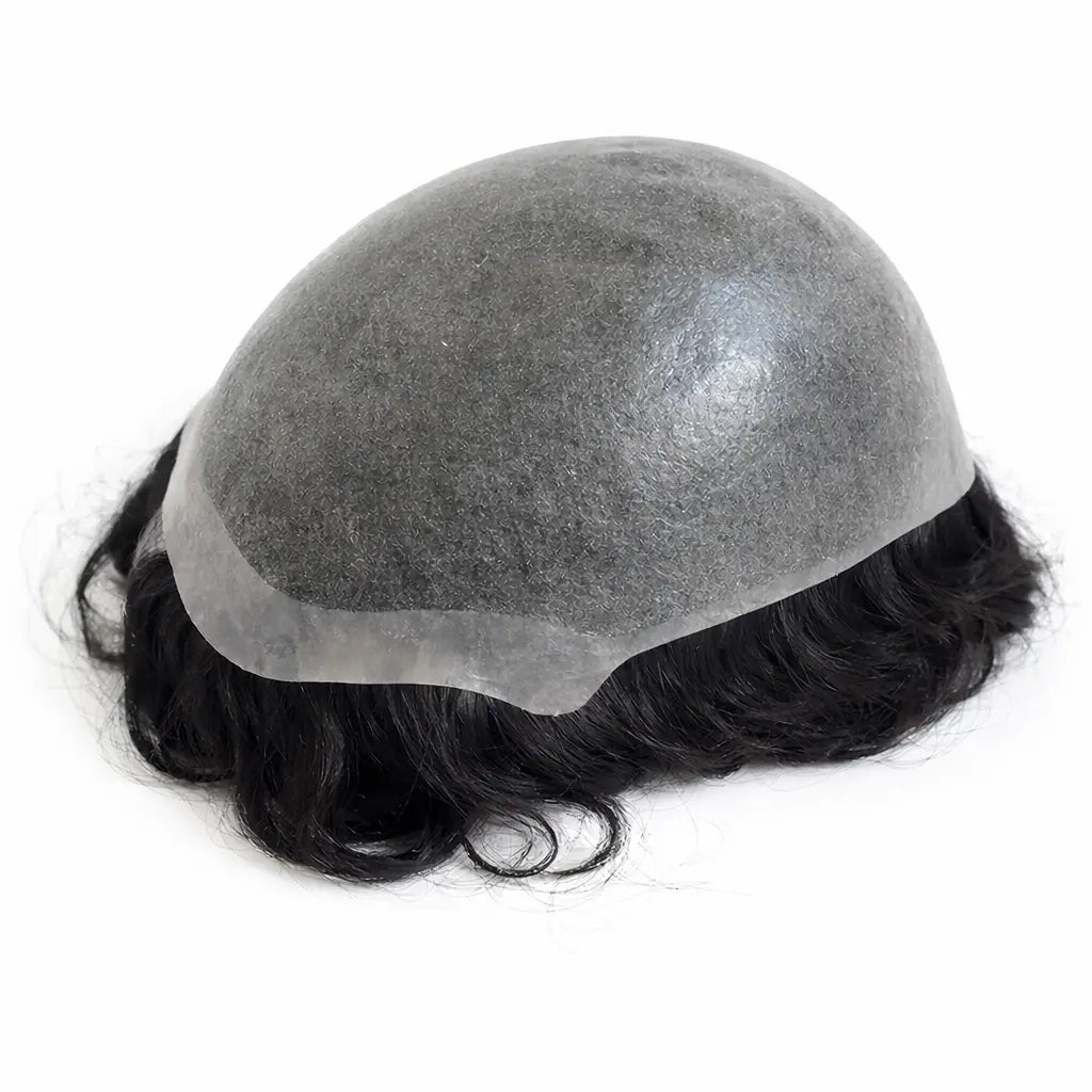 PU Knots Hårsystem 8x10" – Remy Hår – 1B Off Black Hårsystem