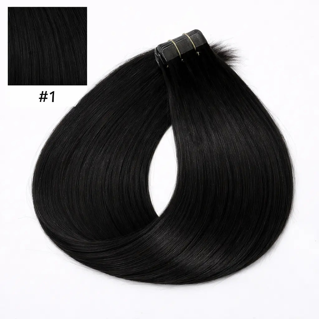 Tape-in Löshår Äkta Remy – Black 1.0 (Color #1) | 60 cm | Double Drawn