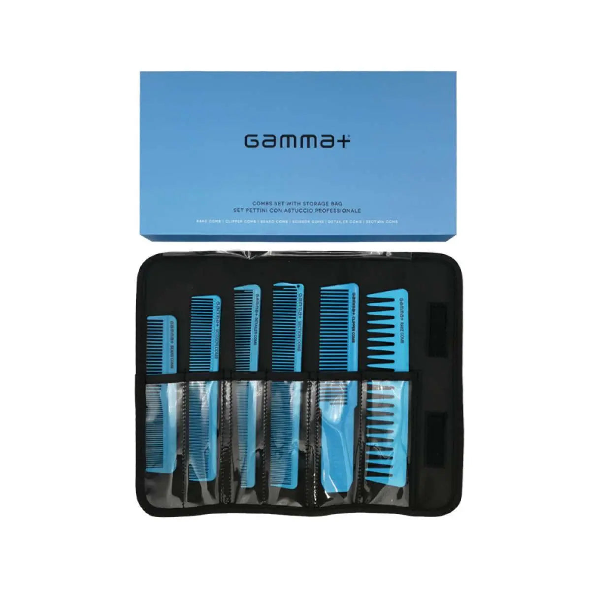 Gamma+ Professional Comb Set 6 pcs with Storage Bag