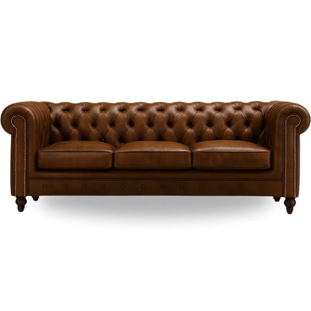 Chesterfield Soffa i Brunt Läder – Klassisk & Elegant Design BarberCity