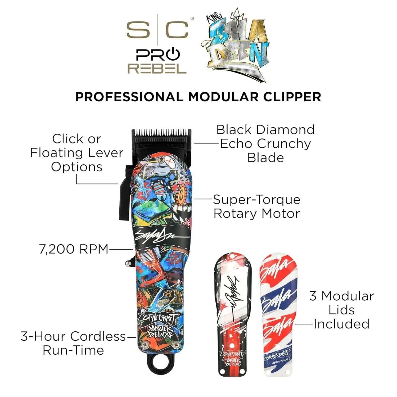 StyleCraft Rebel Limited – Super-Torque Cordless Clipper (King SalaDeen Edition) Stylecraft