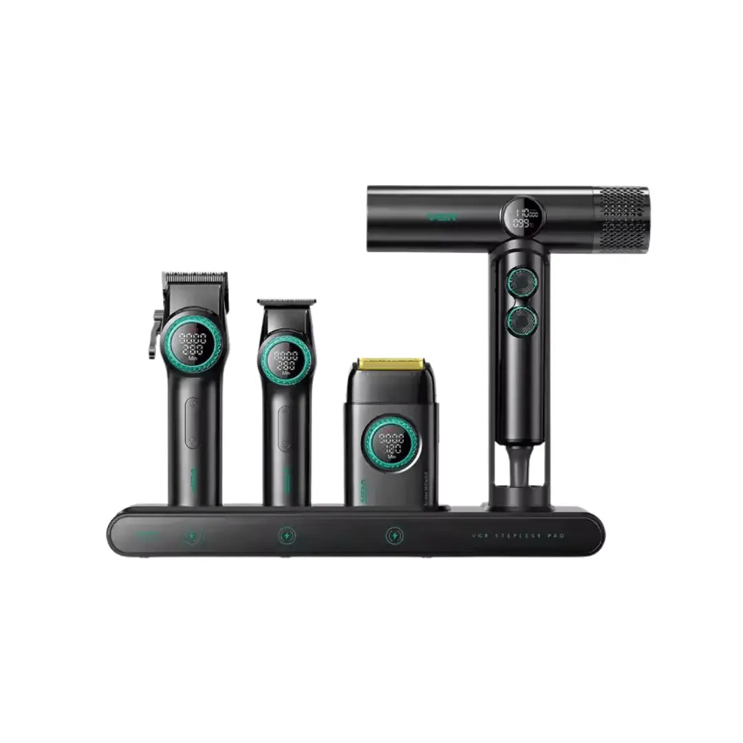 VGR 4-i-1 Professionellt Grooming Kit – Dark Silver - BarberCity