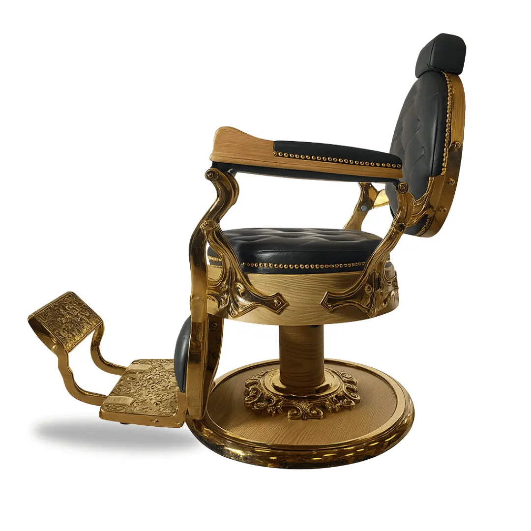 Lyxig Barberarstol i Guld och Trä